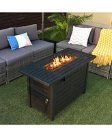 Skonyon 42 Inch 60 000 Btu Rectangular Propane Fire Pit Table with Waterproof Cover