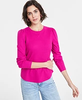 On 34th Women's Crewneck Waffle-Knit Top, Created for Macy's