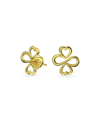 Bling Jewelry Ayllu Amulet Talisman Inspirational Intertwine Symbol Heart Infinity Clover For Love Luck Unity Stud Earrings Rose Gold Plated .925 Ster
