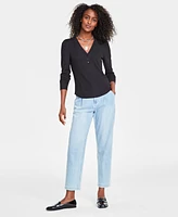 On 34th Women's V-Neck Waffle-Knit Top, Created for Macy's