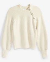 On 34th Women's Raglan-Sleeve Jeweled-Button Sweater, Created for Macy's