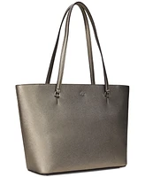 Lauren Ralph Crosshatch Leather Medium Karly Shopper Tote