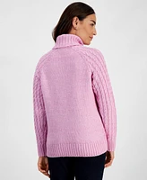 Style & Co Women's Lurex Cable-Knit Turtleneck Sweater, Created for Macy's