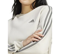 adidas Women's 3-Stripe Cotton Fleece Crewneck Sweatshirt