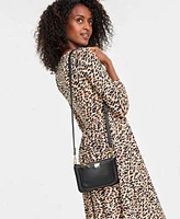 On 34th Womens Leopard Midi Dress Metallic Faux Leather Belt Crossbody Bag Tulip Booties Created For Macys