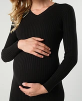 Marion Maternity Maxi Nursing V-Neck Sweater Dress Cotton Knit