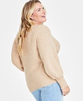 On 34th Trendy Plus Jewel-Button Raglan-Sleeve Sweater, Created for Macy's