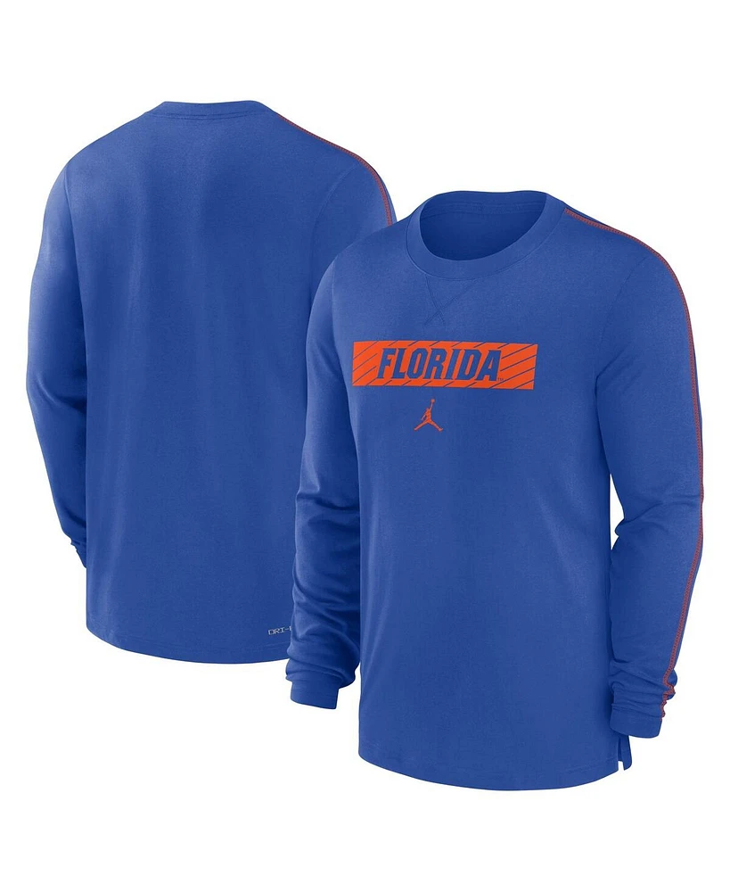 Jordan Men's Royal Florida Gators 2024 Sideline Player Tri-Blend Performance Long Sleeve T-Shirt