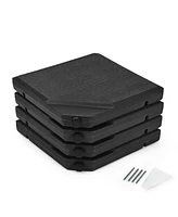 Sugift 4 Pieces Square Fillable Patio Umbrella Base Set with Handle and Funnel