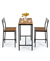 Sugift 3 Pieces Bar Table Set with 2 Stools