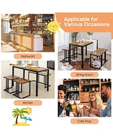 Sugift 4 Pieces Space-Saving Dining Table Set with Bench and 2 Stools