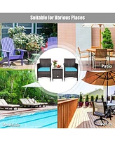 Sugift 3 Pieces Ergonomic Wicker Patio Conversation Set