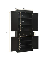 Sugift Traditional Freestanding Storage Cabinet with Adjustable Shelves and Drawer