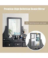 Sugift Makeup Vanity Set with Mirror and Cushioned Stool