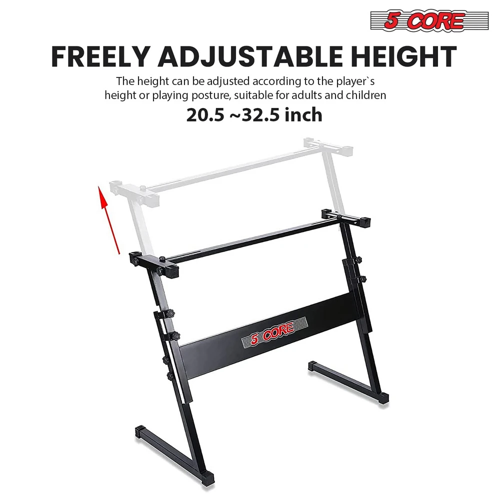 5 Core Keyboard Stand Adjustable z Style Piano Riser + Keyboard Piano Bench