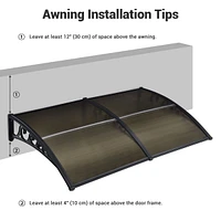 Yescom 2Pcs 39"X29" Window Awning Door Canopy Polycarbonate Anti-UV30+ Cover Outdoor Rain Snow Protection Patio Brown