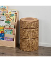 ECR4Kids SoftZone Tree Stump Stool Set, Chocolate, 3-Piece