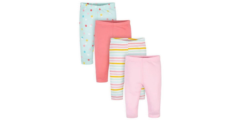 Gerber Baby Girls Colorful Pants, 4-pack