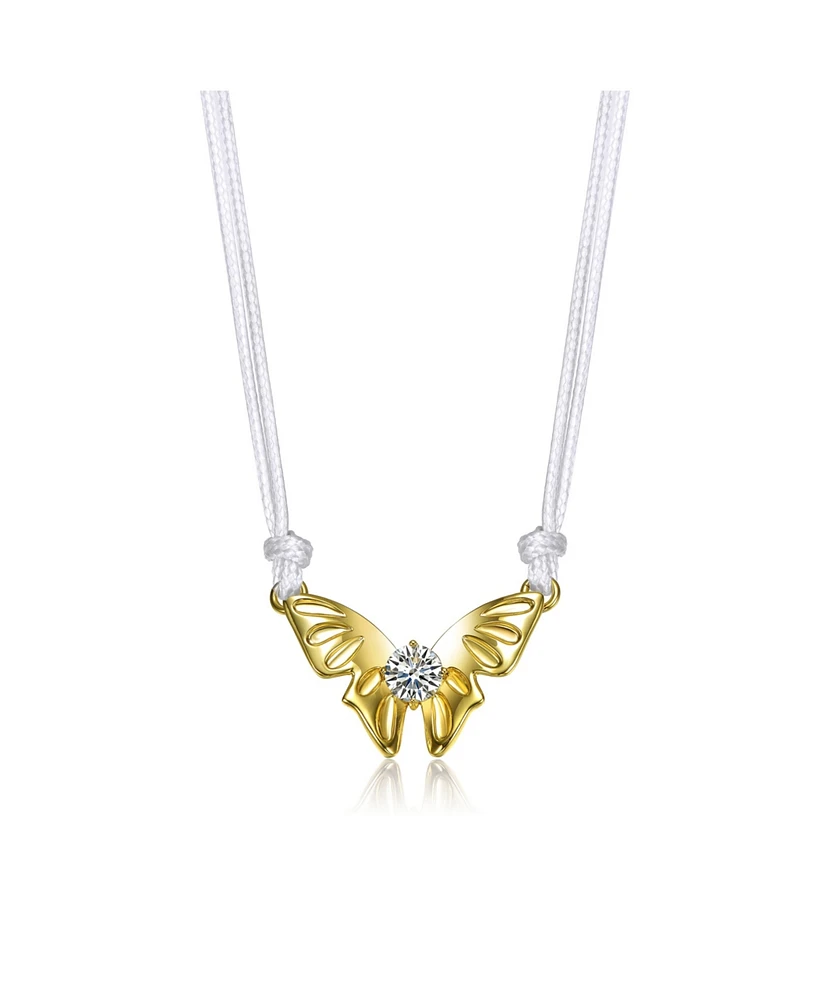 GiGiGirl 14K Gold Plated Cubic Zirconia Butterfly Moth Pendant Necklace