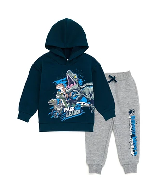 Jurassic World Toddler Boys Dinosaur Park T-Rex Fleece Pullover Hoodie and Pants Outfit Set to