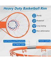 15 Inch Basketball Rim Goal Replacement with All Weather Net and Mounting Hardware-Orange