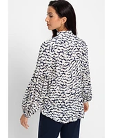 Olsen Women's Feather Print Shirt