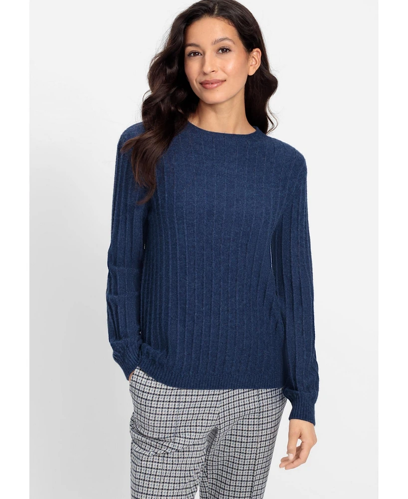 Olsen Women's Solid Boat Neck Rib Knit Sweater