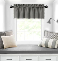 Kate Aurora Coastal Hamptons Living Complete 3 Piece Textured Kitchen Curtain Tier & Valance Set