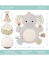 The Peanutshell Elephant Safari Tummy Time Mat and Security Blanket Crib Bedding Set, 4-Piece Set