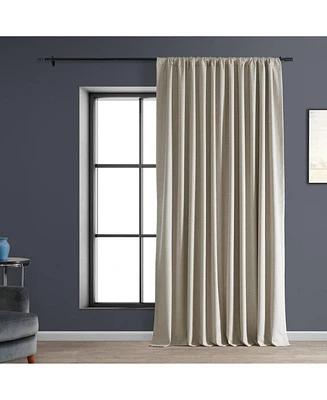 Half Price Drapes Light Beige Extra Wide Performance Linen Hotel Blackout Curtain