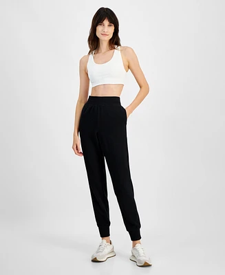 Id Ideology Women's Ottoman-Rib Jogger Pants, Created for Macy's