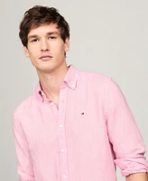 Tommy Hilfiger Men's Regular Fit-Pigment-Dyed Long-Sleeve Linen Shirt