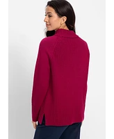 Olsen Women's Chunky Knit Mock Neck Sweater