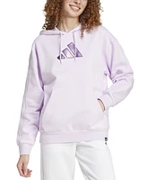 adidas Women's Holiday Graphic 3-Stripes Oversized Hoodie