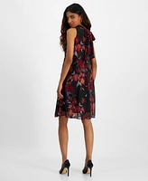 Robbie Bee Petite Printed Chiffon A-Line Dress