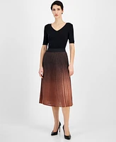 T Tahari Women's Metallic Gradient Pleated Midi Skirt