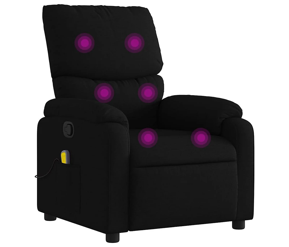 Massage Recliner Chair Black Fabric