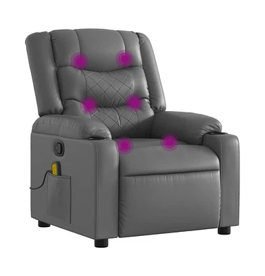 vidaXL Massage Recliner Chair Gray Faux Leather