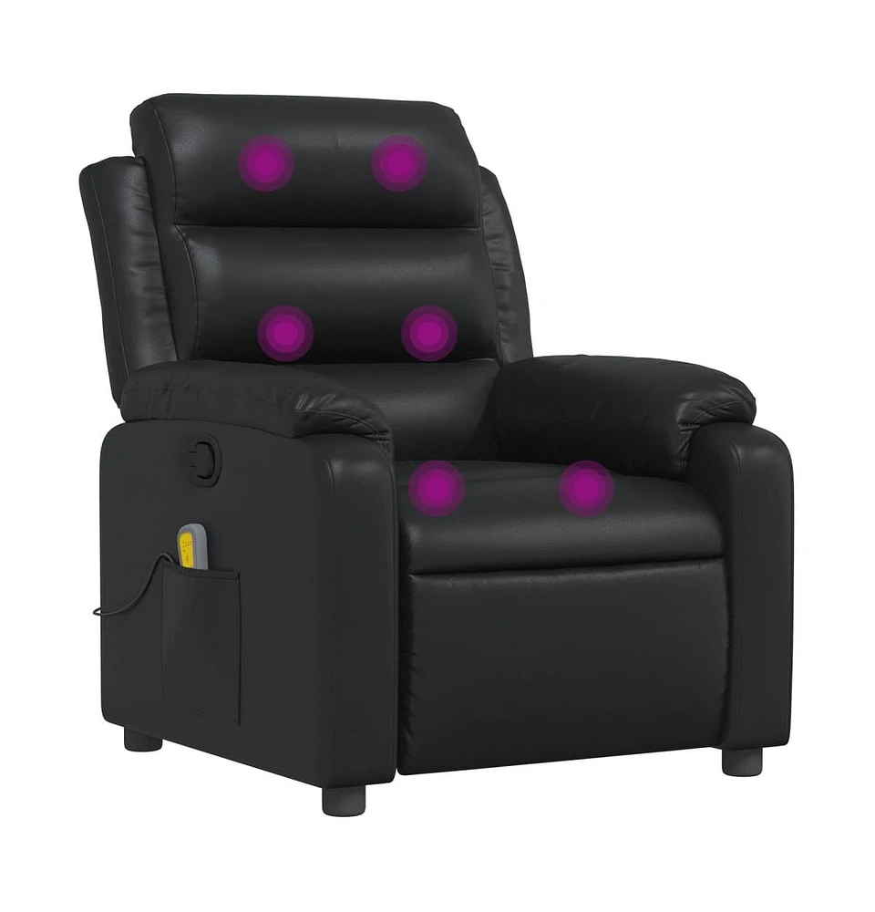 vidaXL Massage Recliner Chair with 6-Point Vibration Massage and Convenient Side Pocket, Leather Rocker