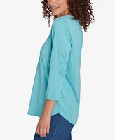 Ruby Rd. Petite V-Neck Solid Knit Top with Bead Detail