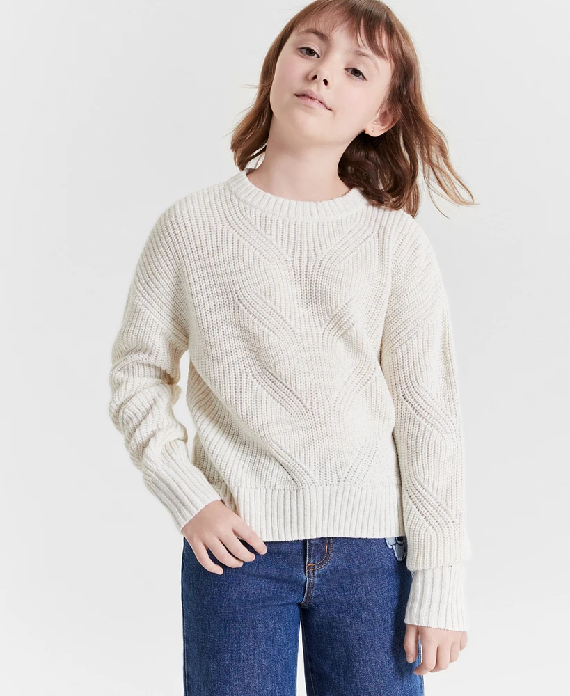 Epic Threads Girls Metallic Mixed-Stitch Pullover Sweater, Created for Macy's