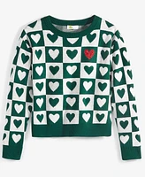 Epic Threads Little & Big Girls Checkerboard Heart Sweater, Created for Macy's