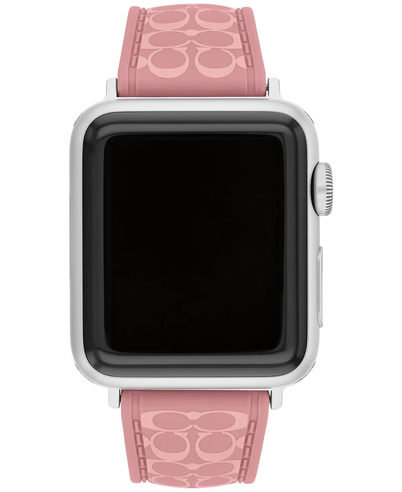 Coach Women's True Pink Silicone Apple Watch Strap 38mm, 40mm, 41mm