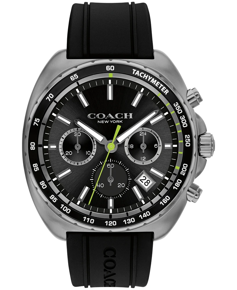 Coach Men's Charter Black Silicone Strap Watch 44.5mm