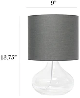 Simple Designs Glass Raindrop Table Lamp with Fabric Shade