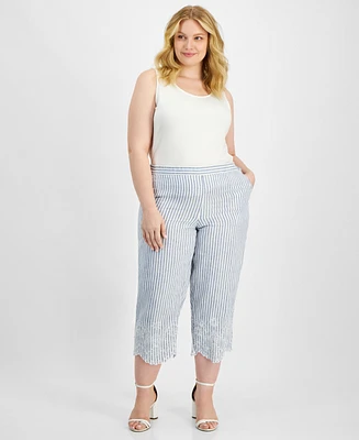 Charter Club Plus 100% Linen Cropped Pants, Exclusively at Macy's