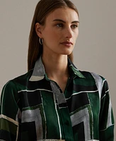 Lauren Ralph Women's Classic-Fit Geo-Print Charmeuse Shirt