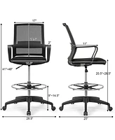 Sugift Ergonomic Drafting Chair Tall Office Chair with Foot Ring, Adjustable Height, Lumbar Support, Mesh Back