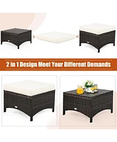 Sugift 5 Pieces Patio Rattan Sofa Set with Cushion and Ottoman