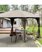 Skonyon 11.5 x 11.5 Feet Fully Enclosed Outdoor Gazebo with Removable 4 Walls